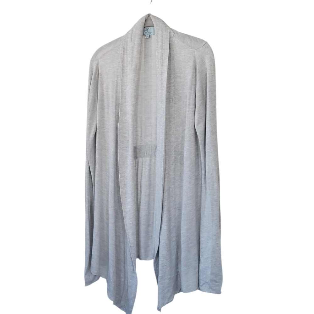 Joan Vass S Open Front Drape Cardigan Sweater Coastal Minimalist Grey